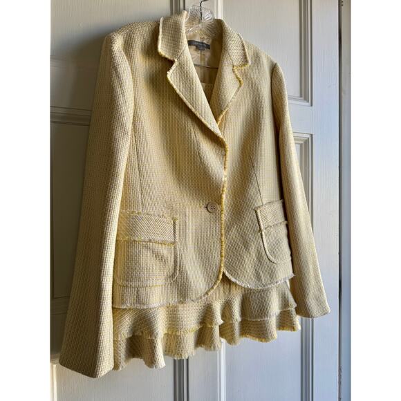 New Vintage Ann Taylor Women's Yellow Tweed Suit Jacket Sz 12 Skirt Sz 10 - Picture 12 of 12